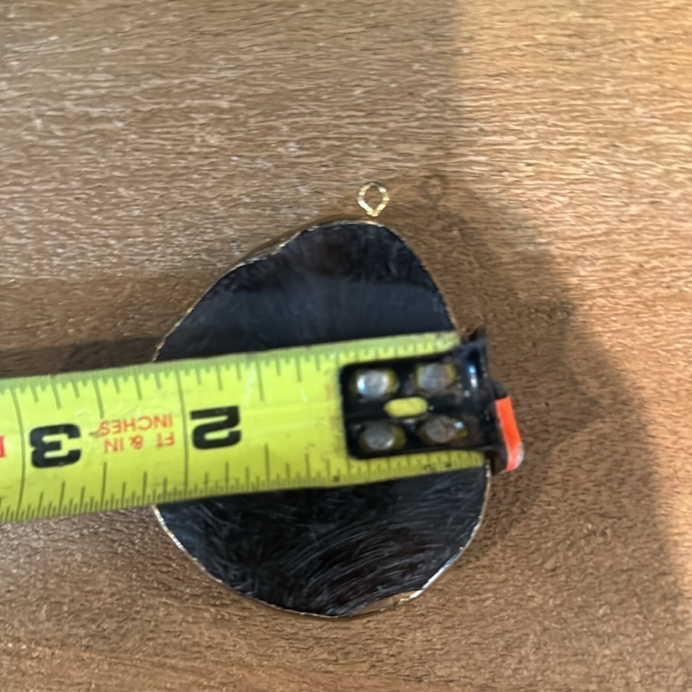 Genuine Specular Hematite Black Druzy dipped in Gold filled Sides Pendant - Picture 5 of 5